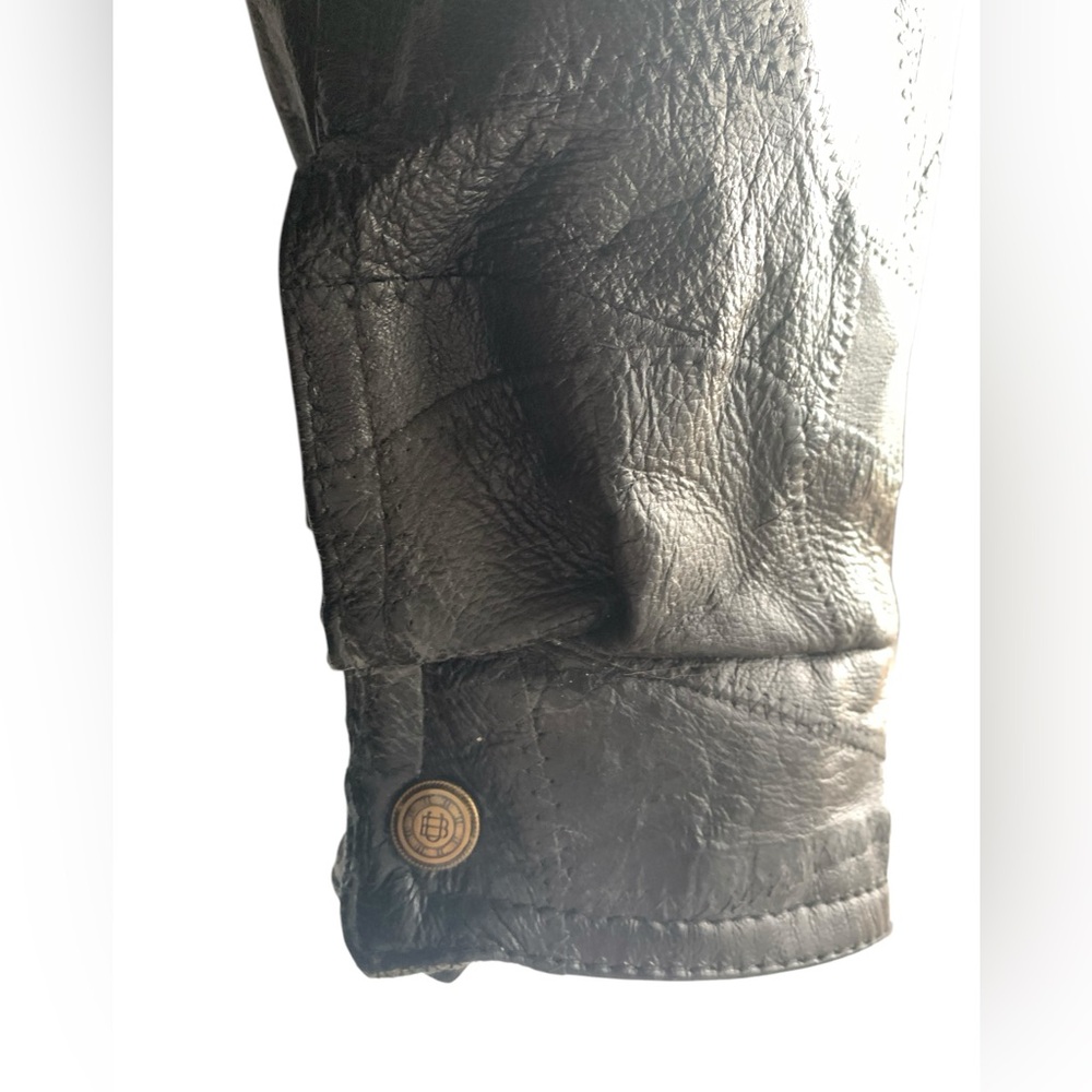 Vintage US Military Patchwork Leather Black Bomber Jacket Department of The Army - Picture 2 of 11